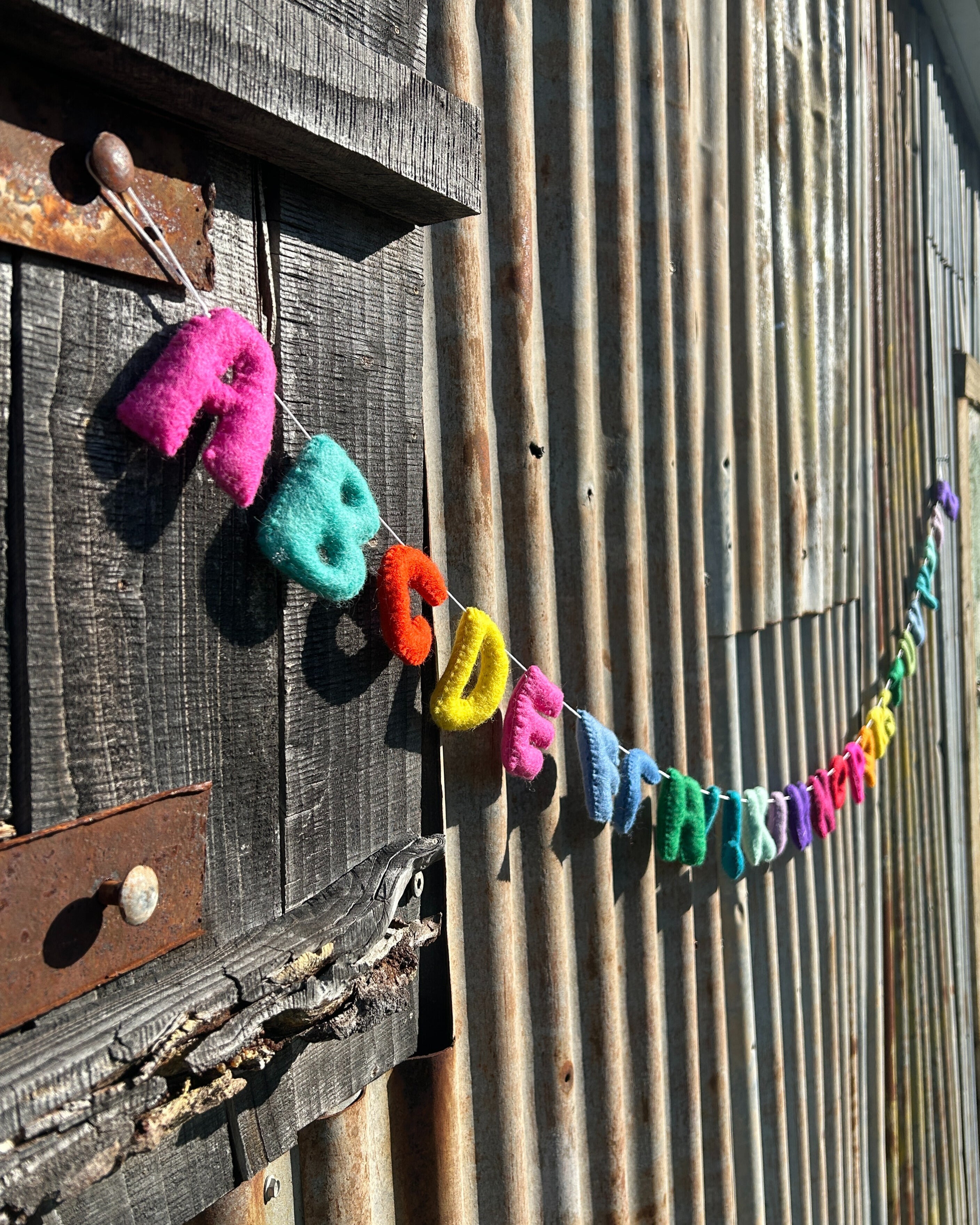 Colorful felt alphabet letter garland