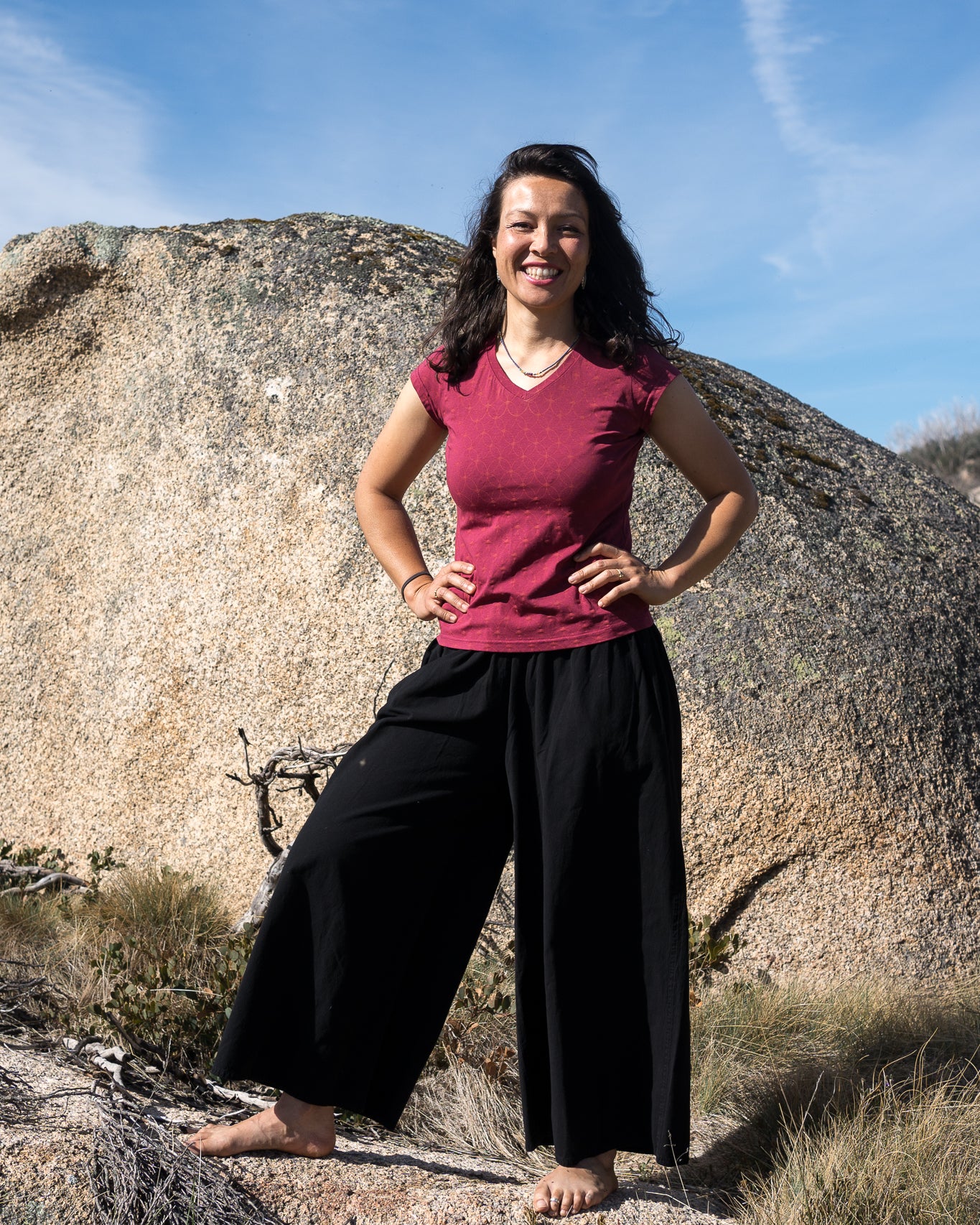 Black Palazzo  red cap sleeve