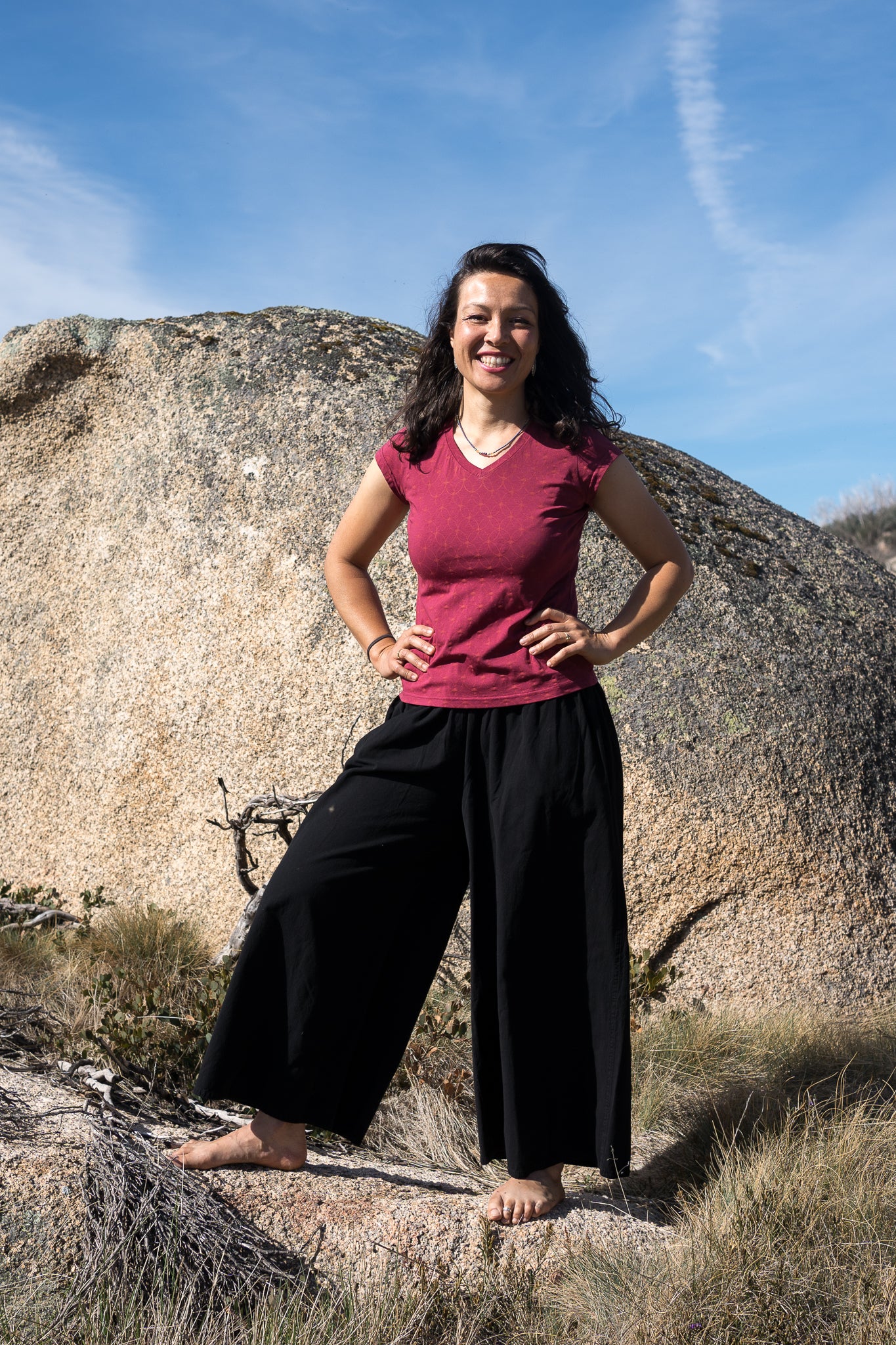 Black Palazzo red cap sleeve