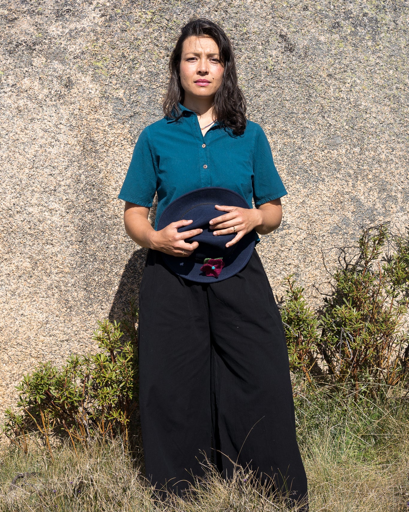 Black Palazzo Crop Teal