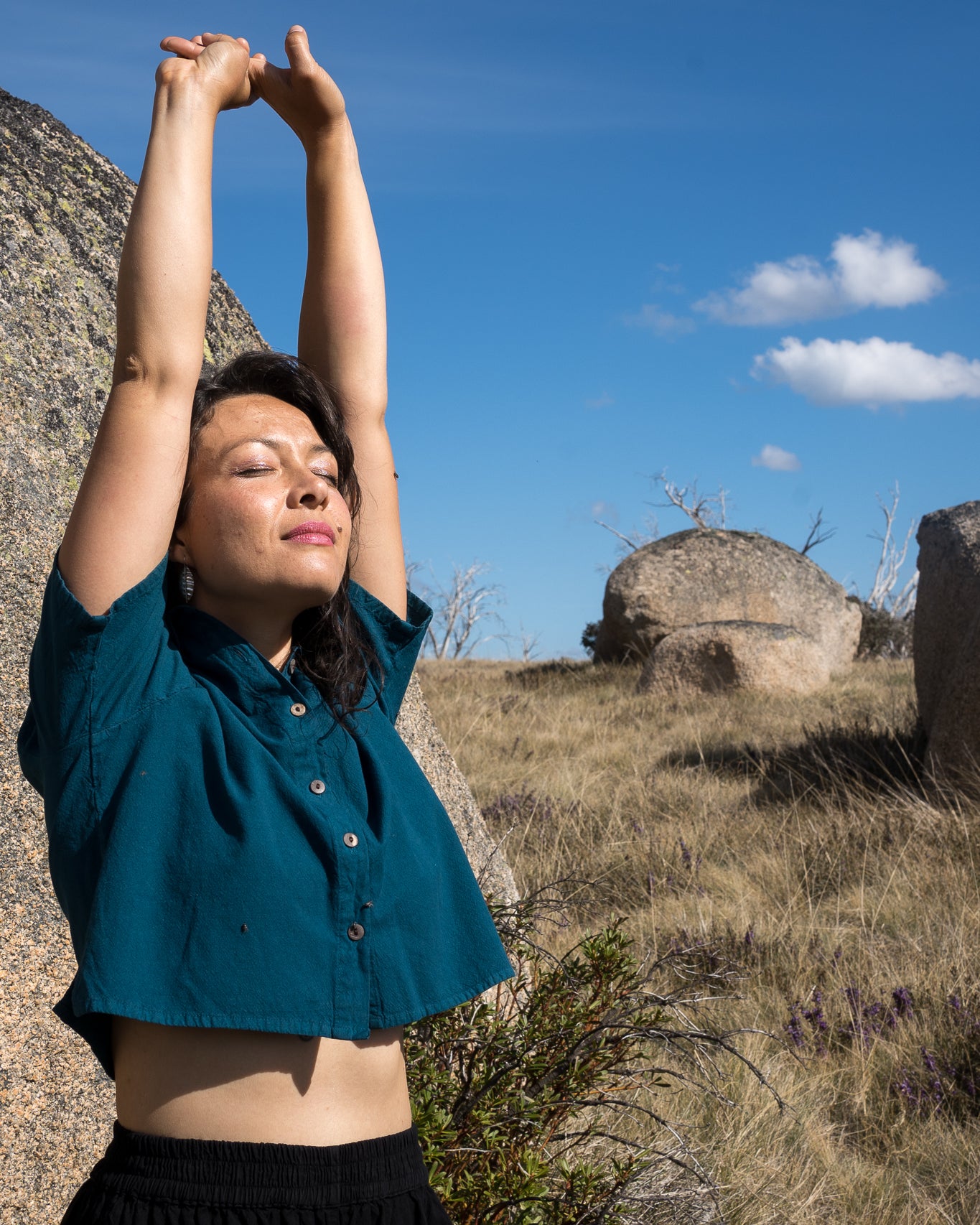 Crop TEal Black Palazzo