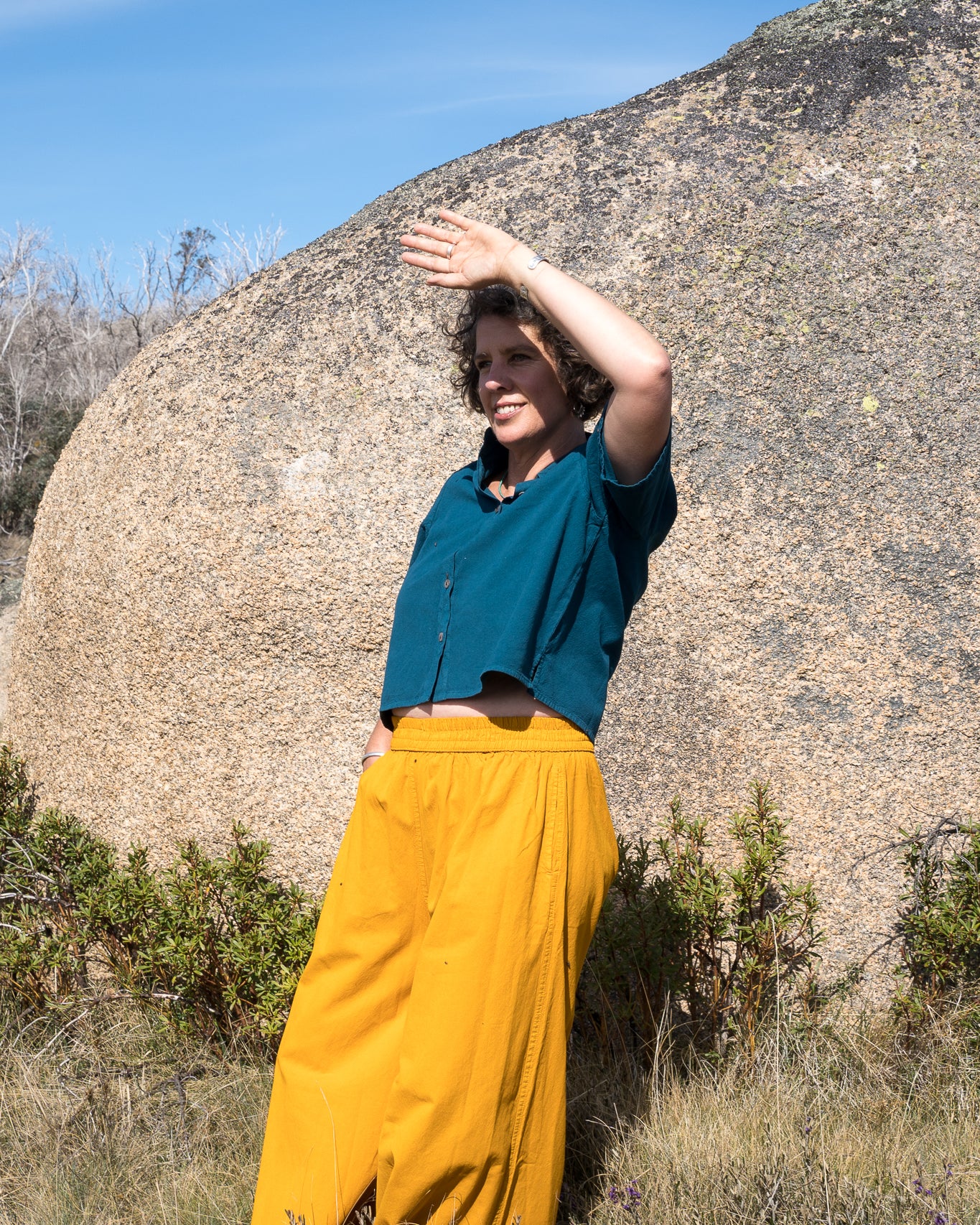 Crop Teal Mustard Palazzo 2