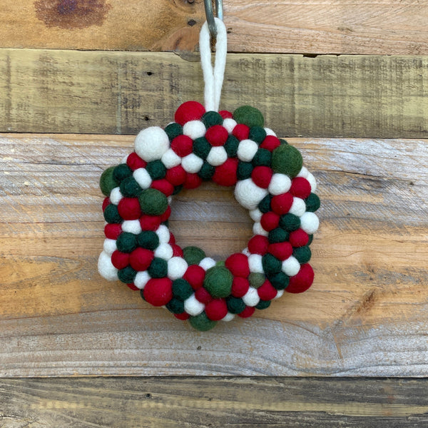 Mini Felt Christmas Wreath - Red, White and Green