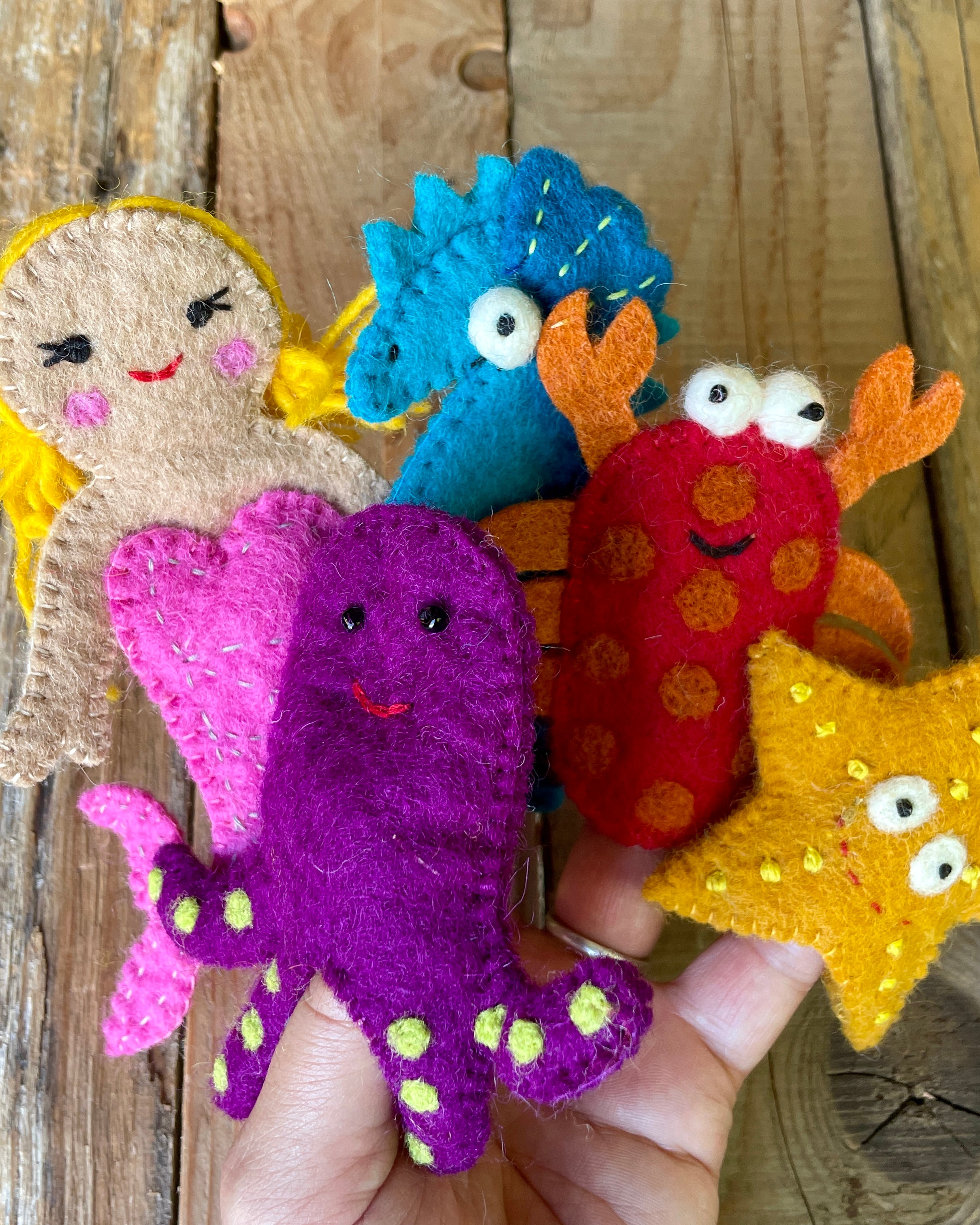 sea creature finger puppets
