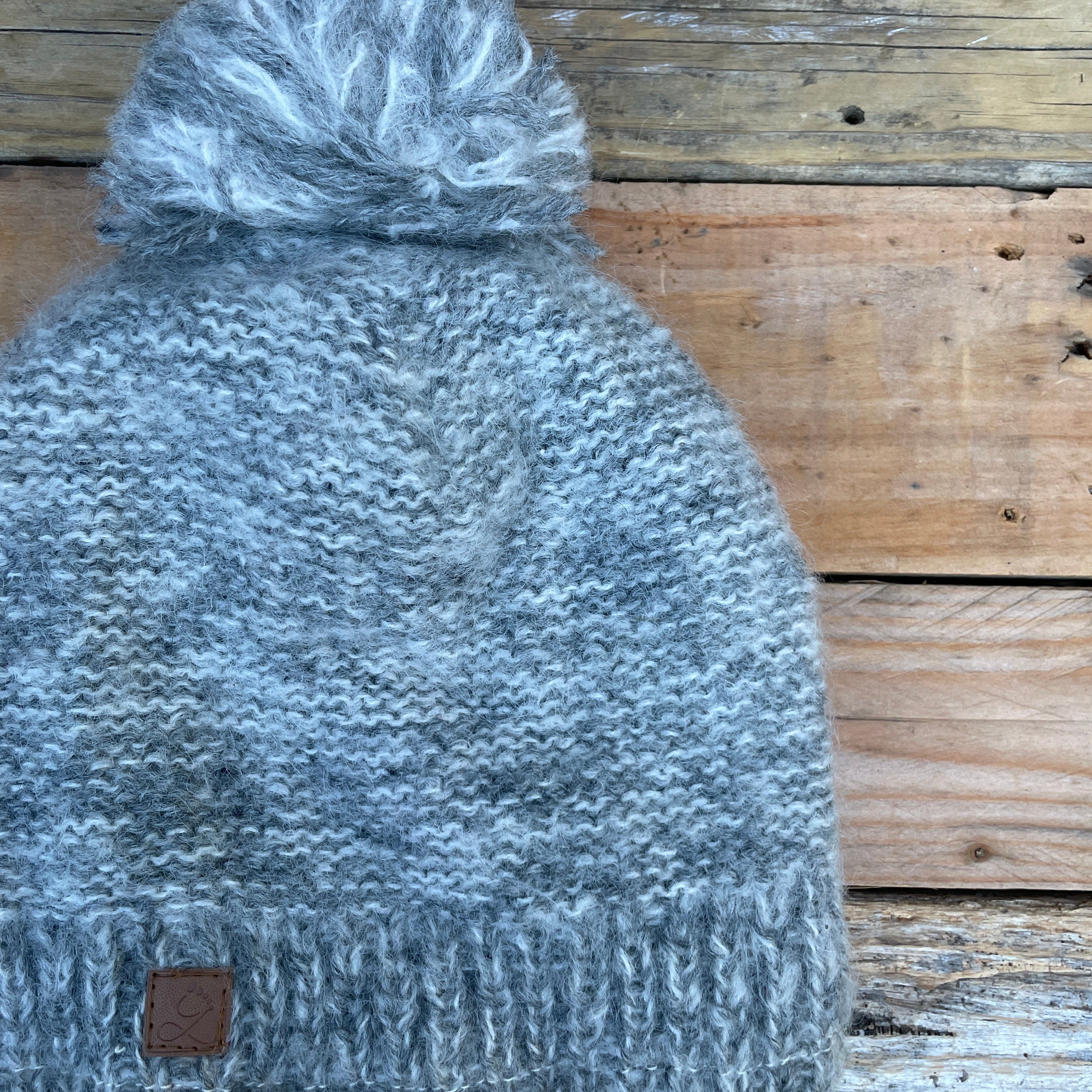 Sky Gypsies- Mohair Marle Pompom Beanie Silver Mist 2