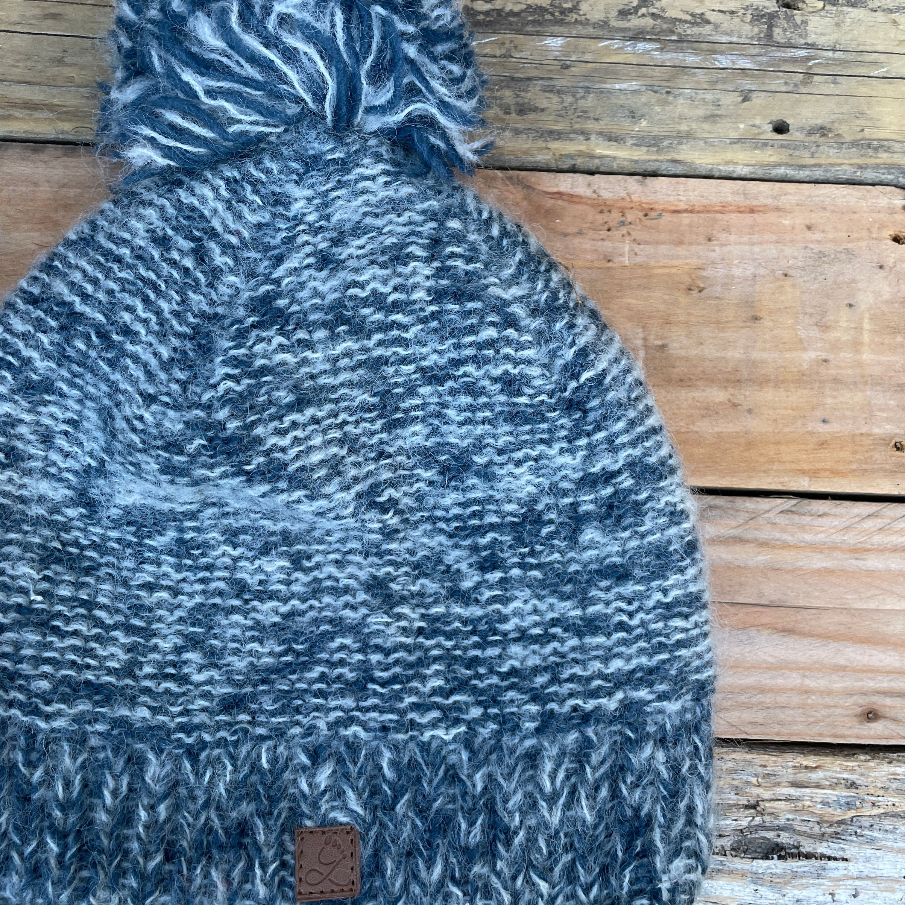 Sky Gypsies- Mohair Marle Pompom Beanie navy 2