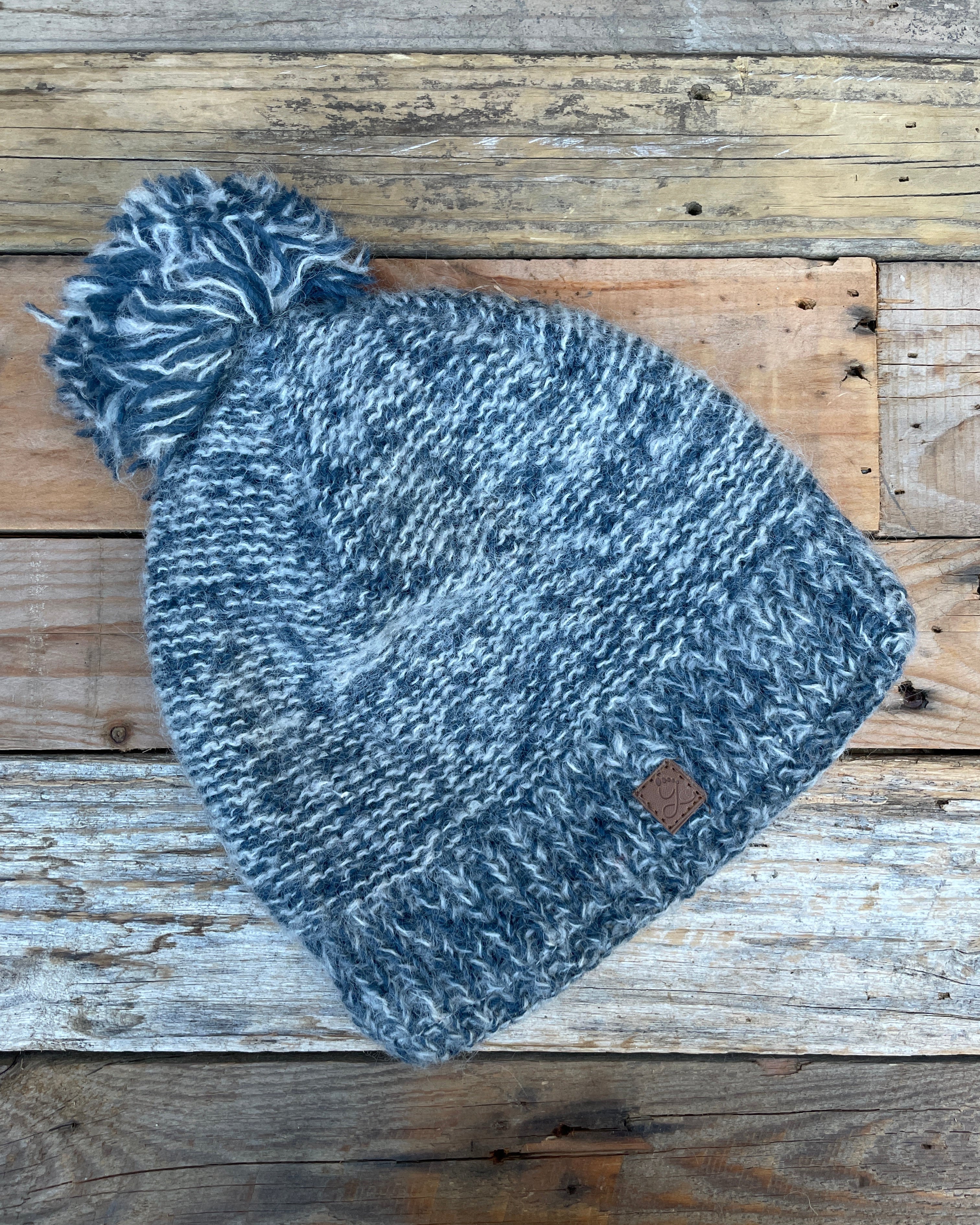 Sky Gypsies- Mohair Marle Pompom Beanie navy 3