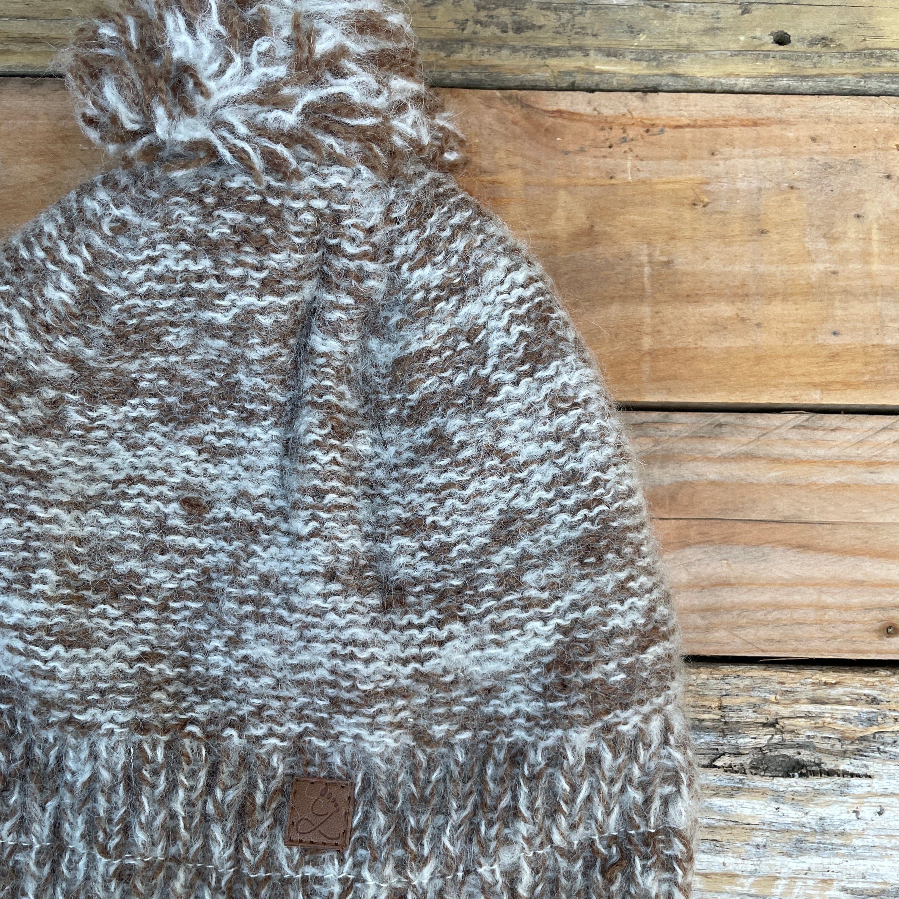 Sky Gypsies- Mohair Marl Pompom Beanie Hot Choc 2