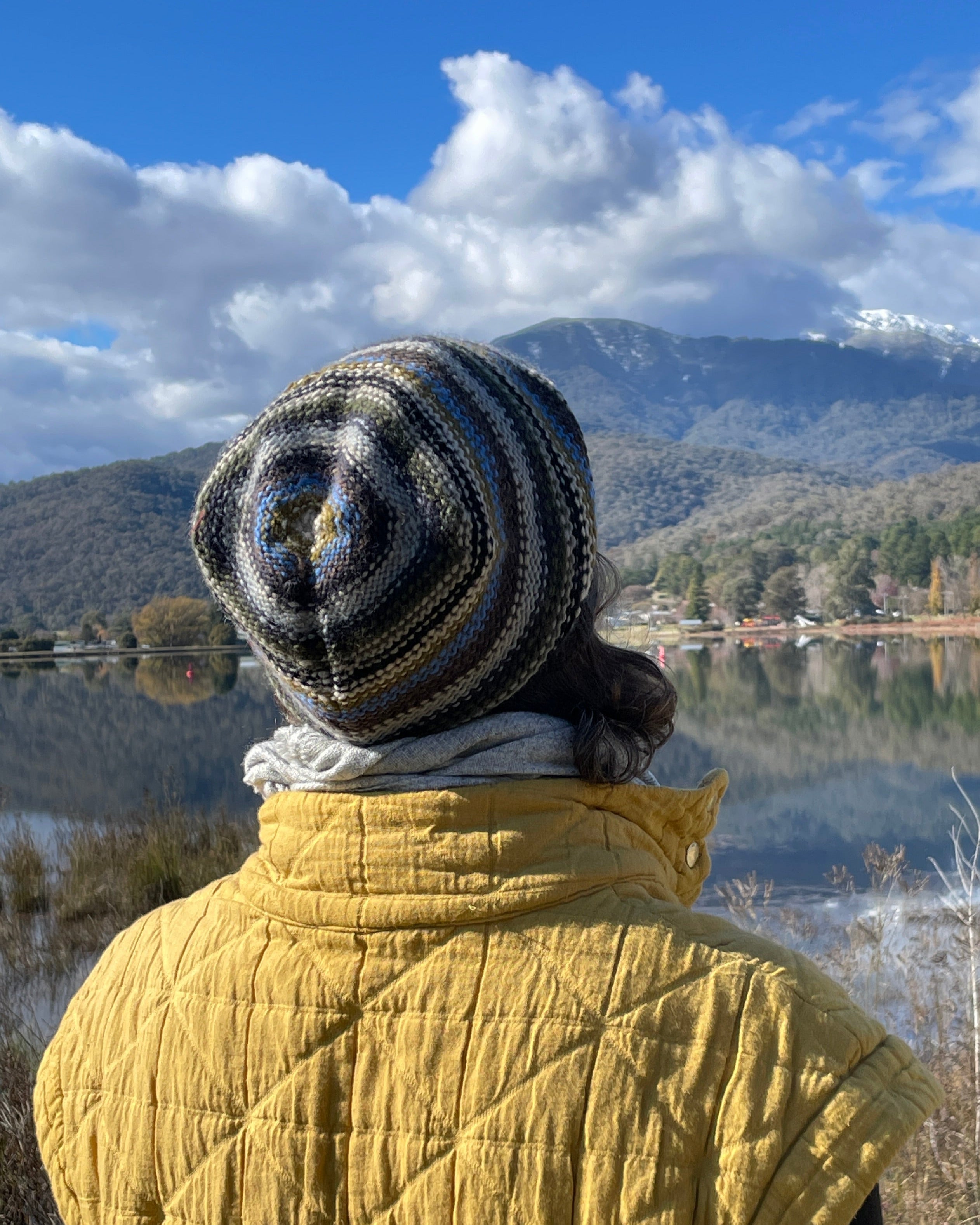 Slouchy Striped Merino Beanie Hat