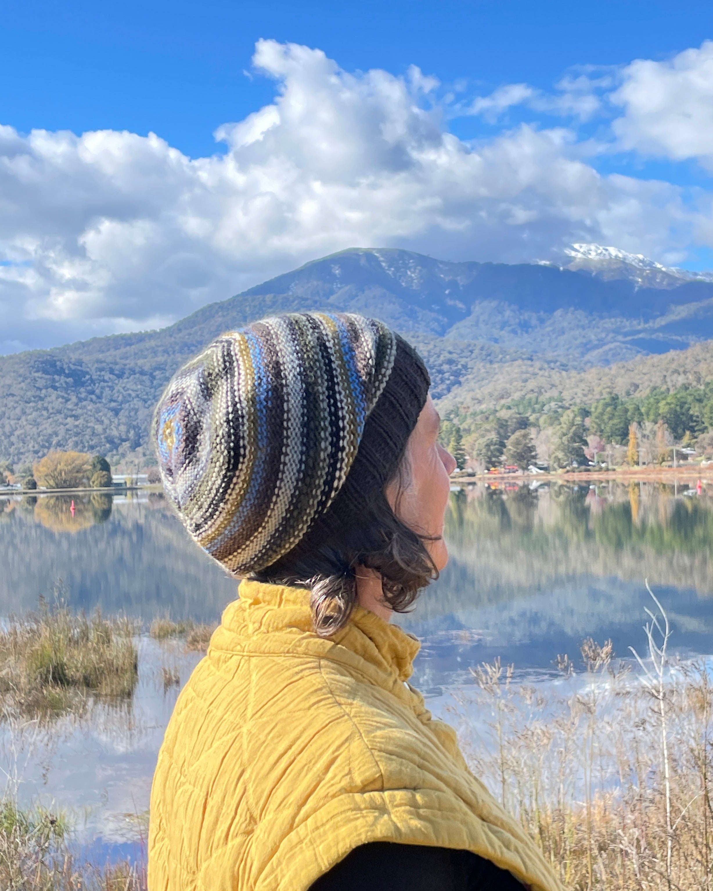 Striped Merino Wool Slouchie Beanie