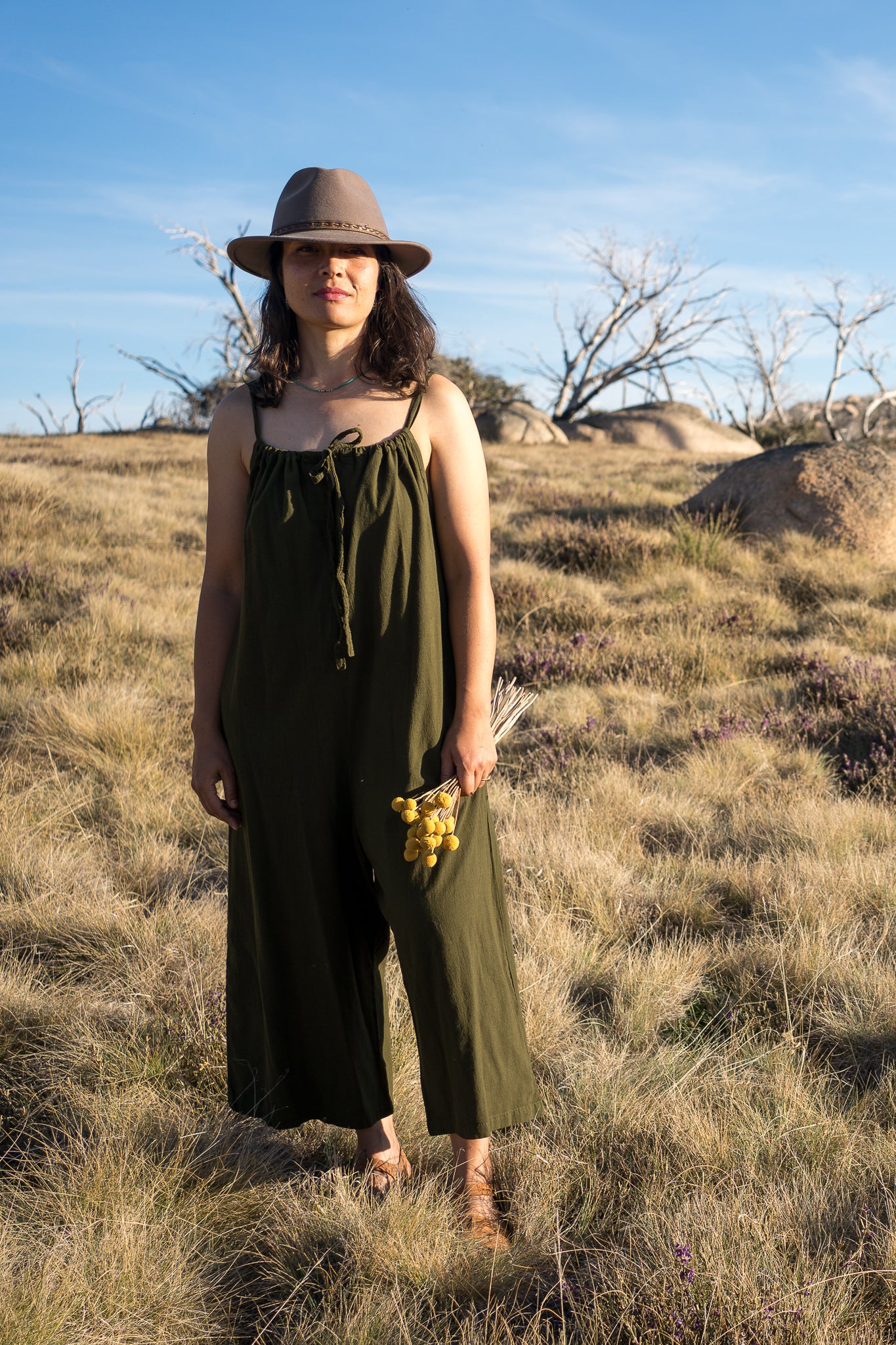 Khaki strappy Romper 1