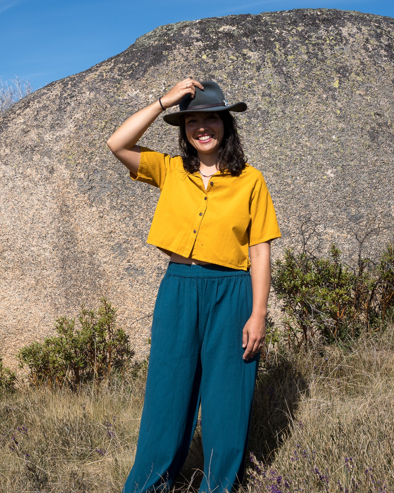 Mustard Crop teal Palazzo