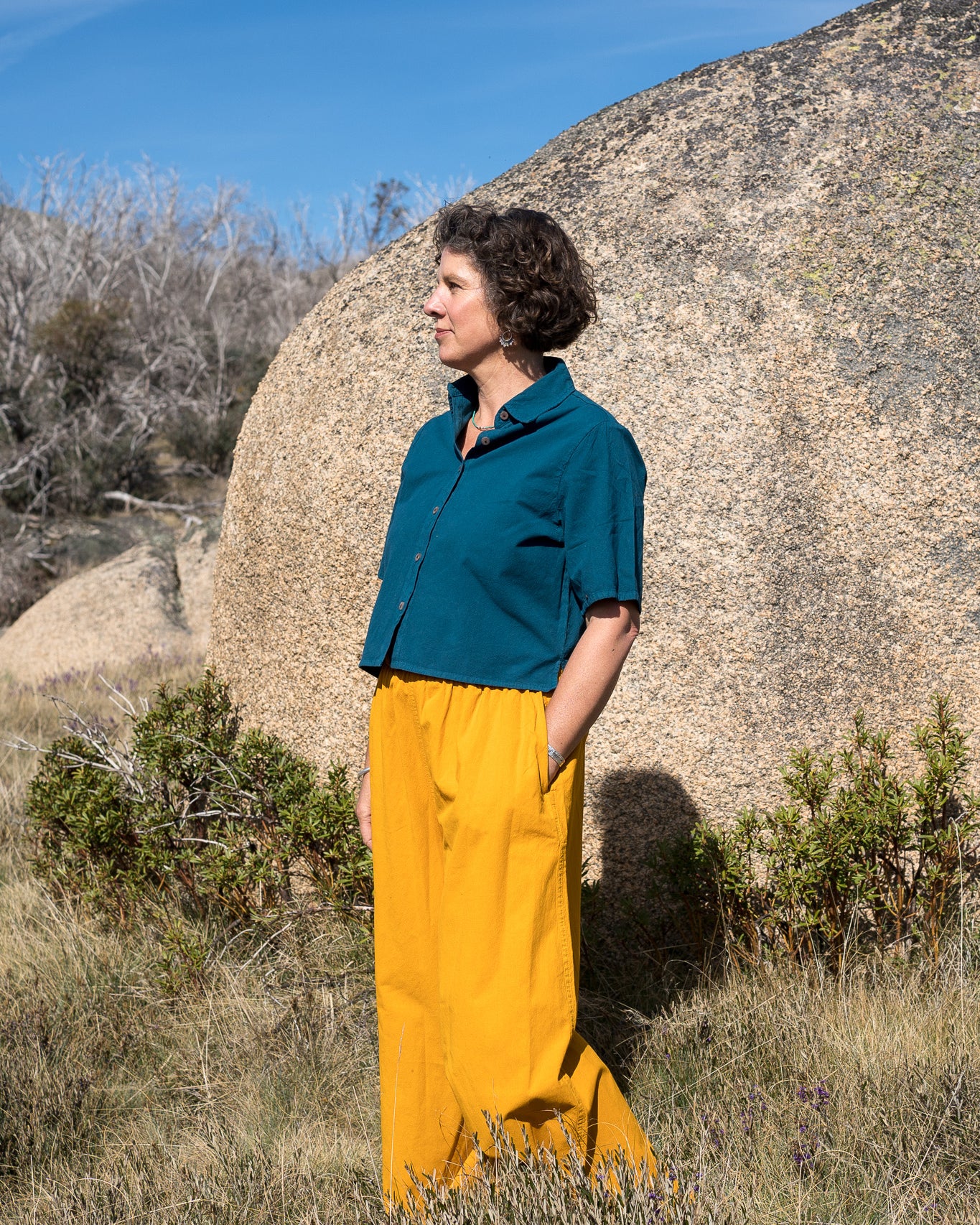 Mustard Palazzo  Teal crop 3