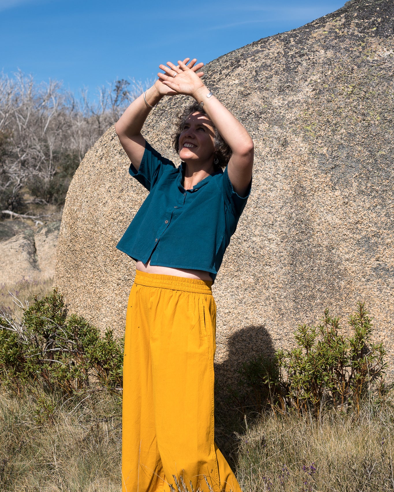 Mustard Palazzo Crop teal