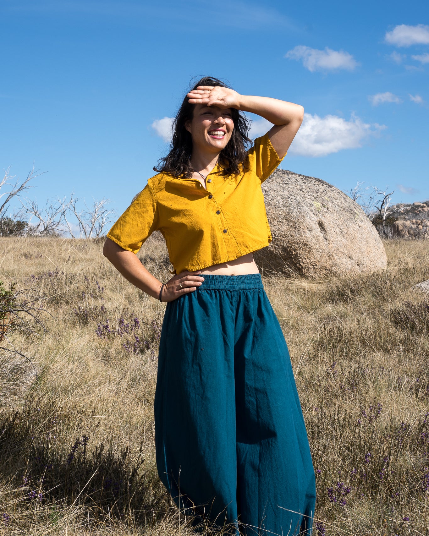 Teal Palazzo Mustard Crop 3