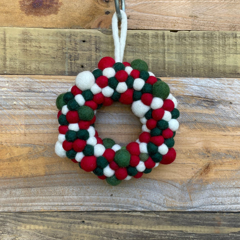 Mini Felt Christmas Wreath - Red, White and Green