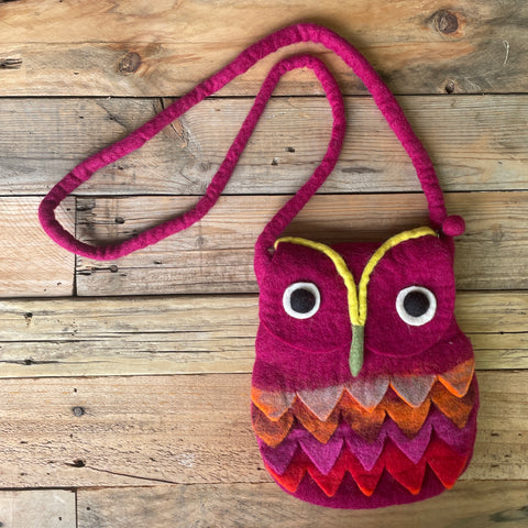 Magenta Owl - Felt Bag