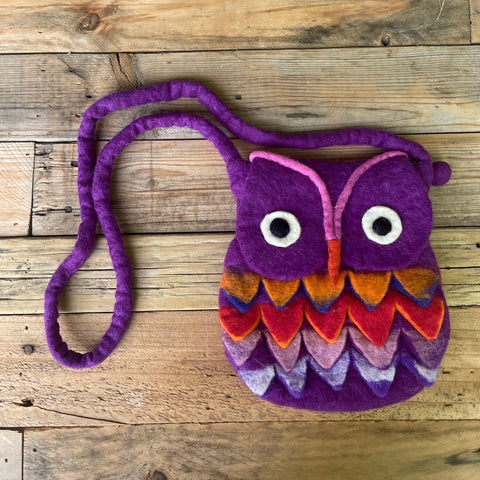 Purple Owl - Felt Bag
