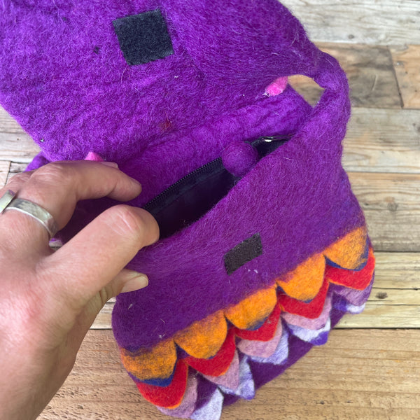 Purple Owl - Felt Bag