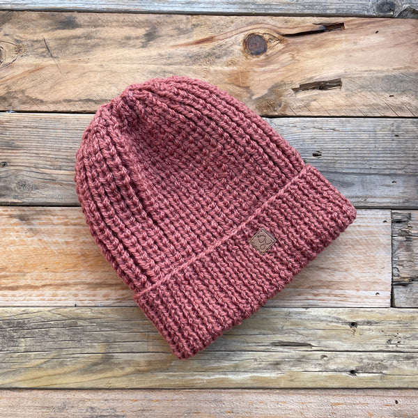 Rib Knit Merino Beanie - Pink Clay