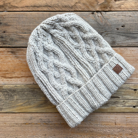 Cable Knit Merino Beanie - Sand