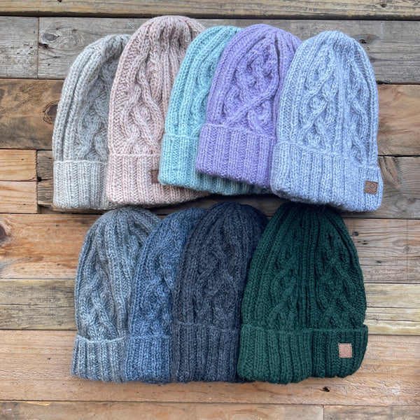 Cable Knit Merino Beanie - Faded Denim