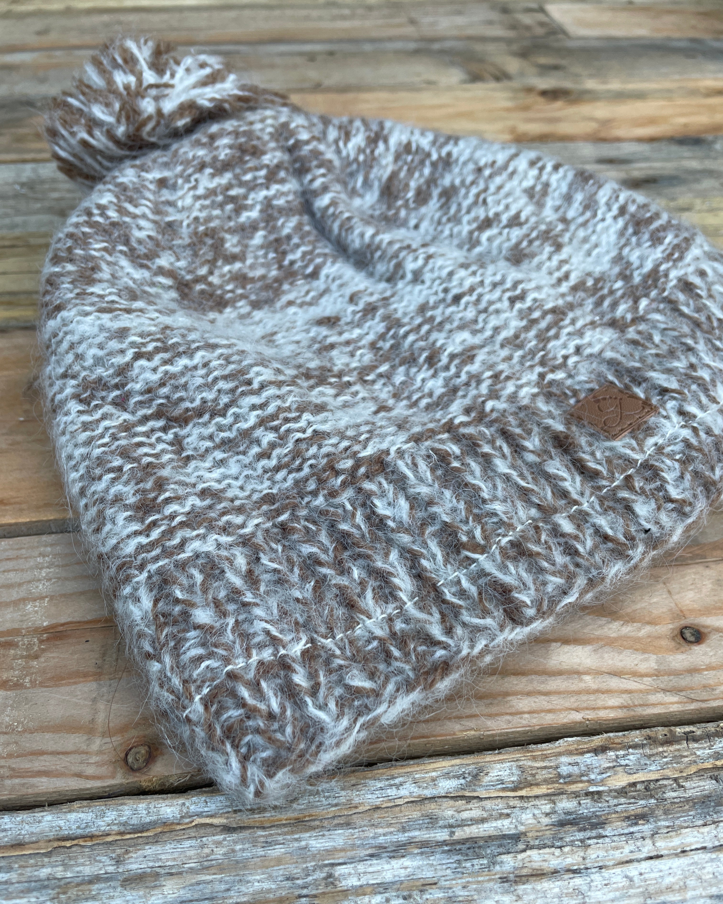 Sky Gypsies- Mohair Marl Pompom Beanie Hot Choc