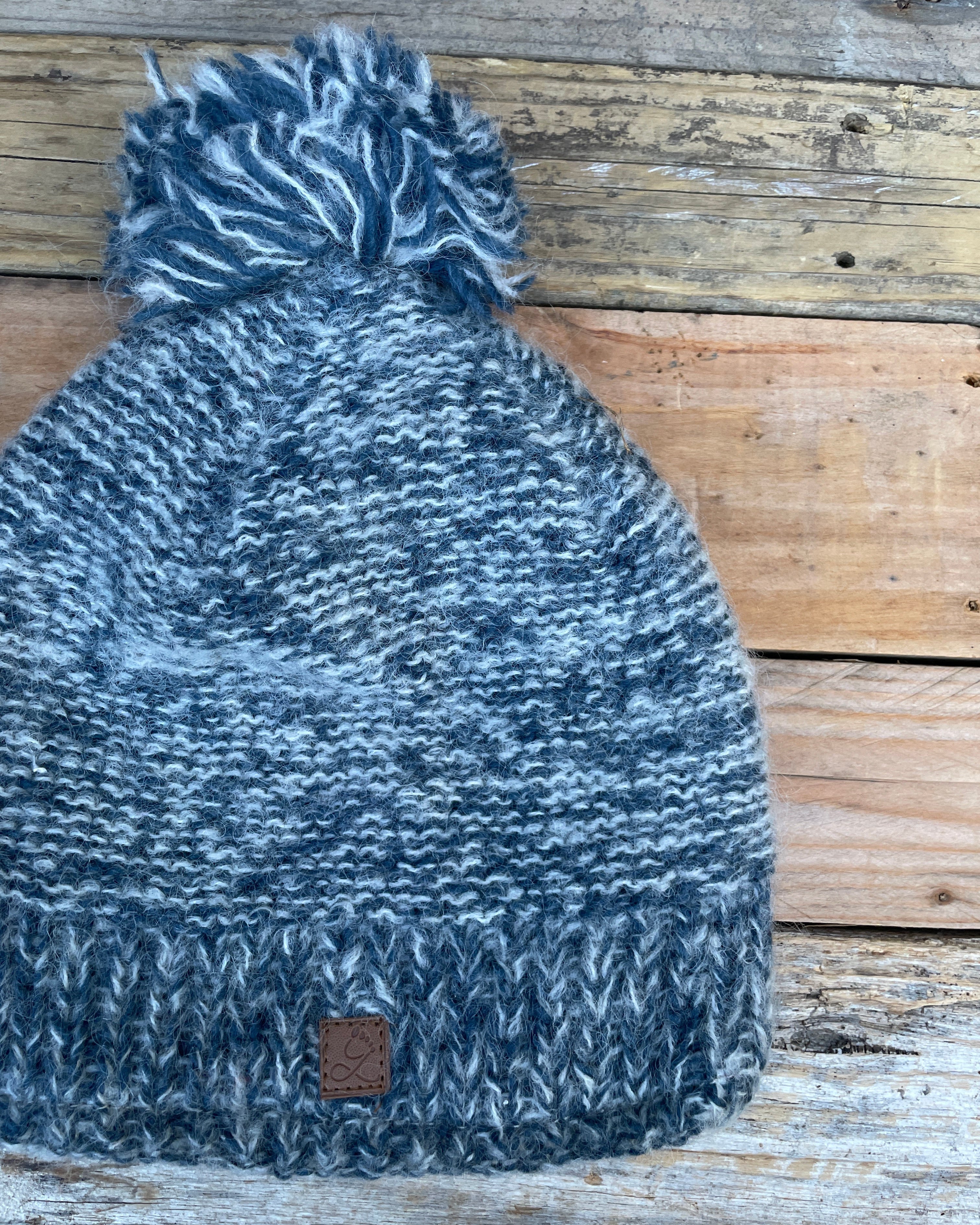 Sky Gypsies- Mohair Marle Pompom Beanie navy 2