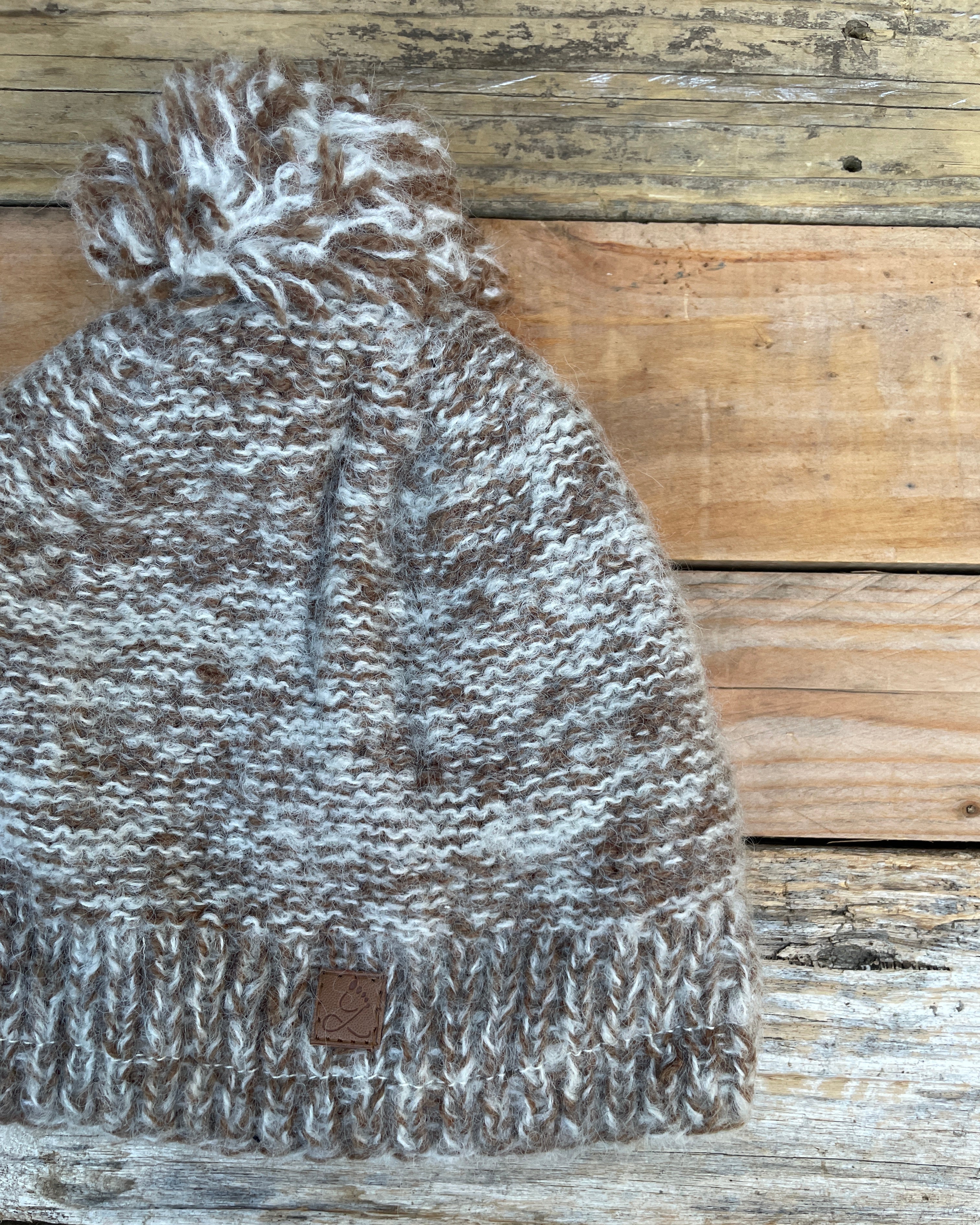 Sky Gypsies- Mohair Marl Pompom Beanie Hot Choc 2