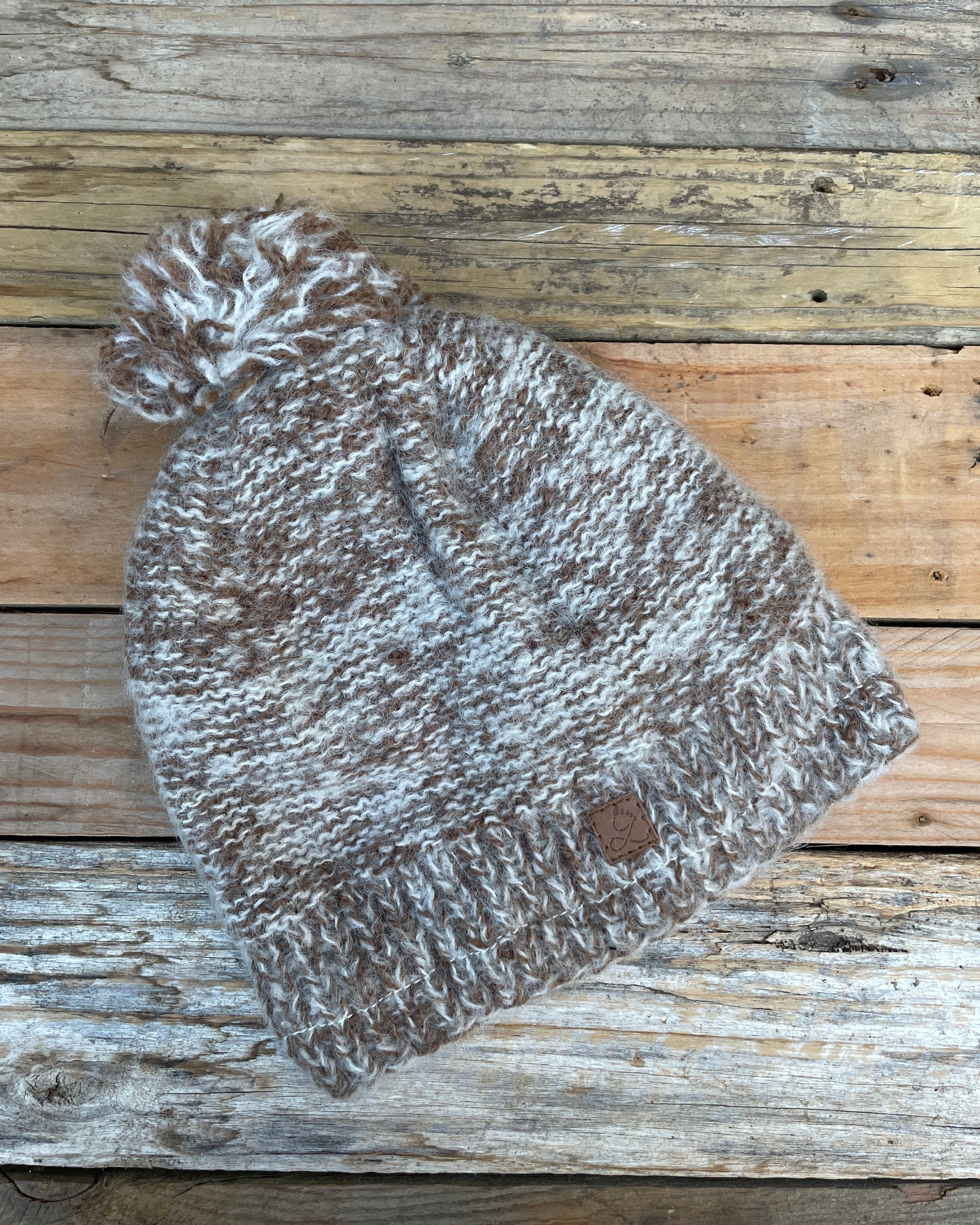 Sky Gypsies- Mohair Marl Pompom Beanie Hot Choc 3