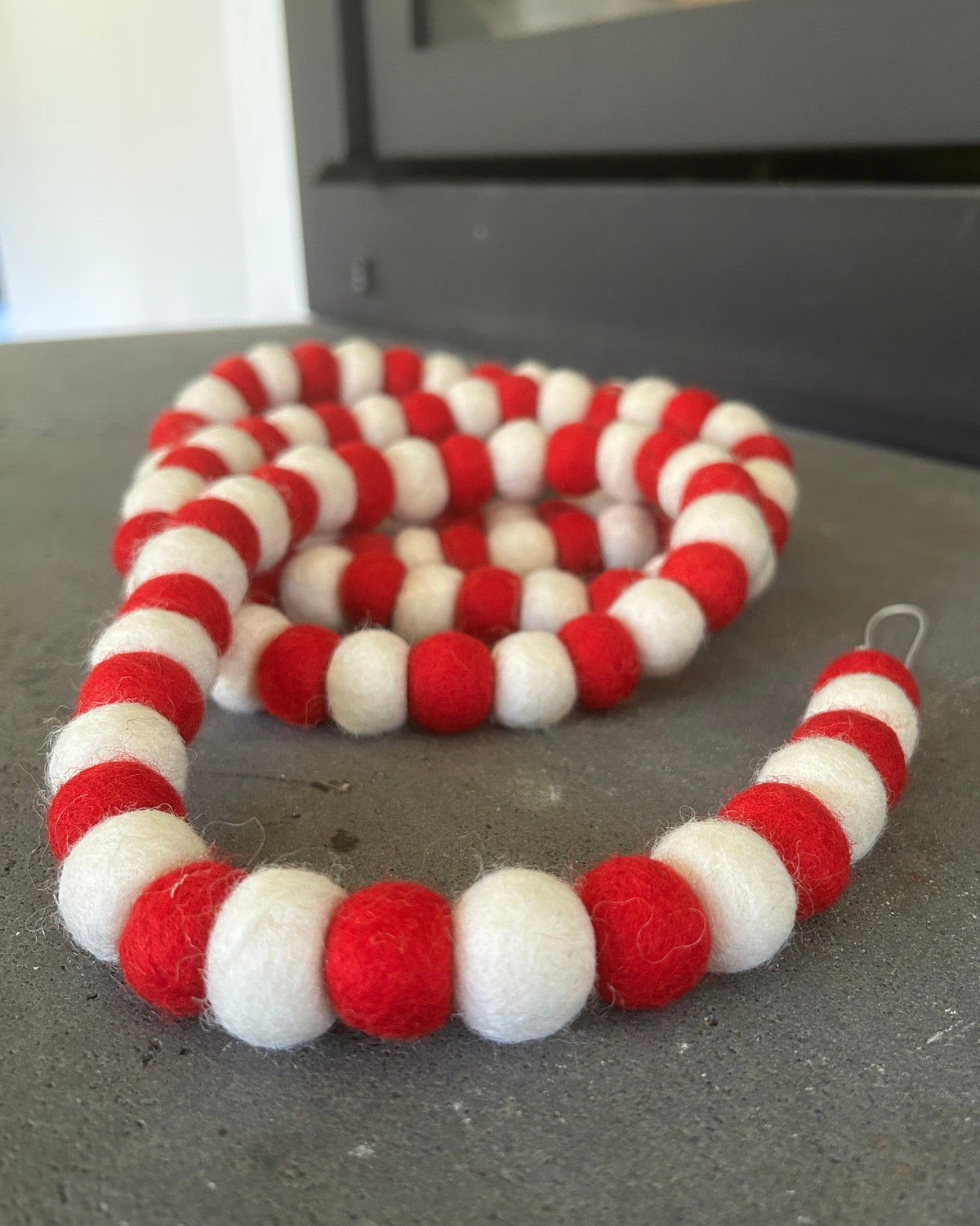 Red and White Felt Ball Garland