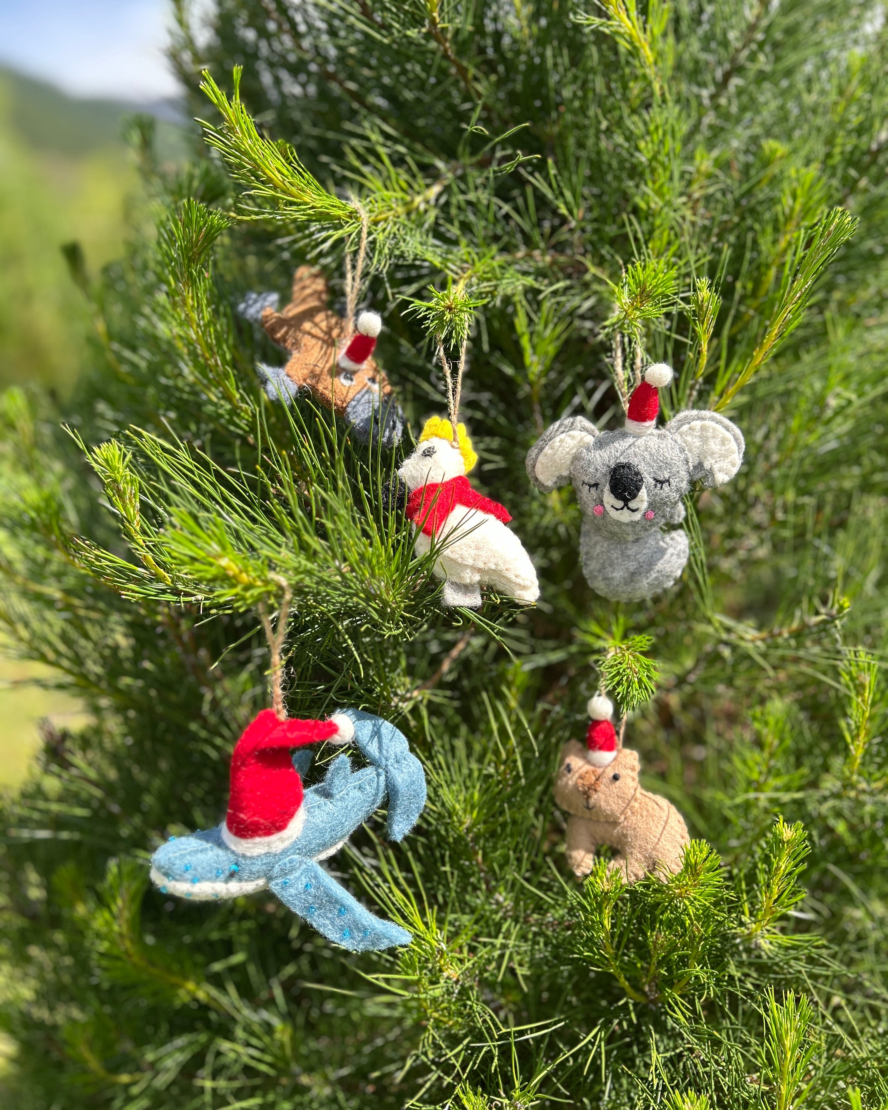 Australian Animal Decorative animal ornaments on a Christmas tree