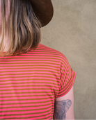 Sky Gypsies Papaya Stripe Everyday Tee detail