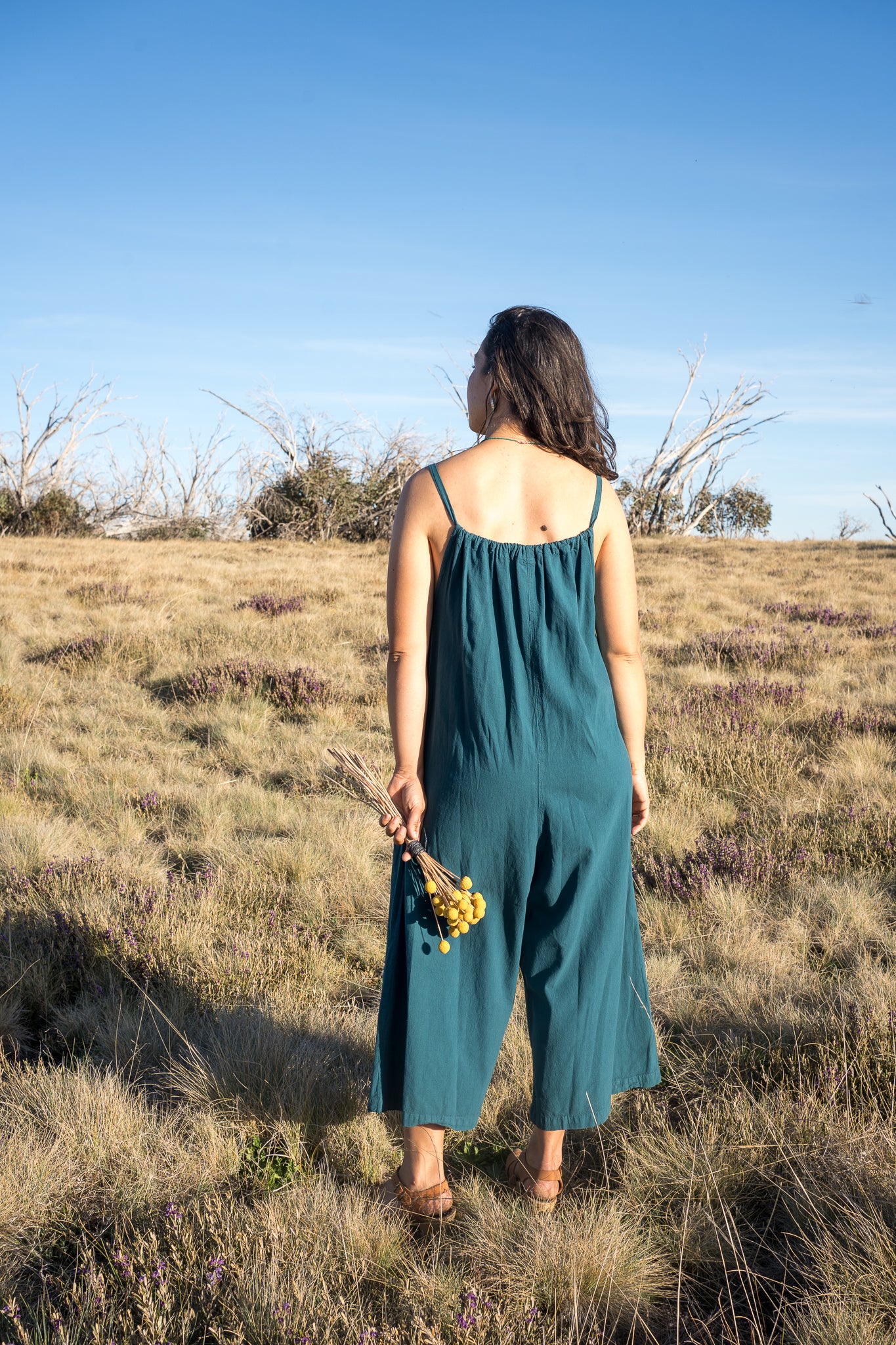 Teal Strappy Romper back 
