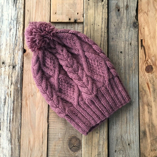 Cable Knit Merino Beanie - Dusty Rose